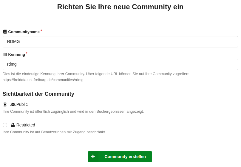 Setting up the community for RDMG