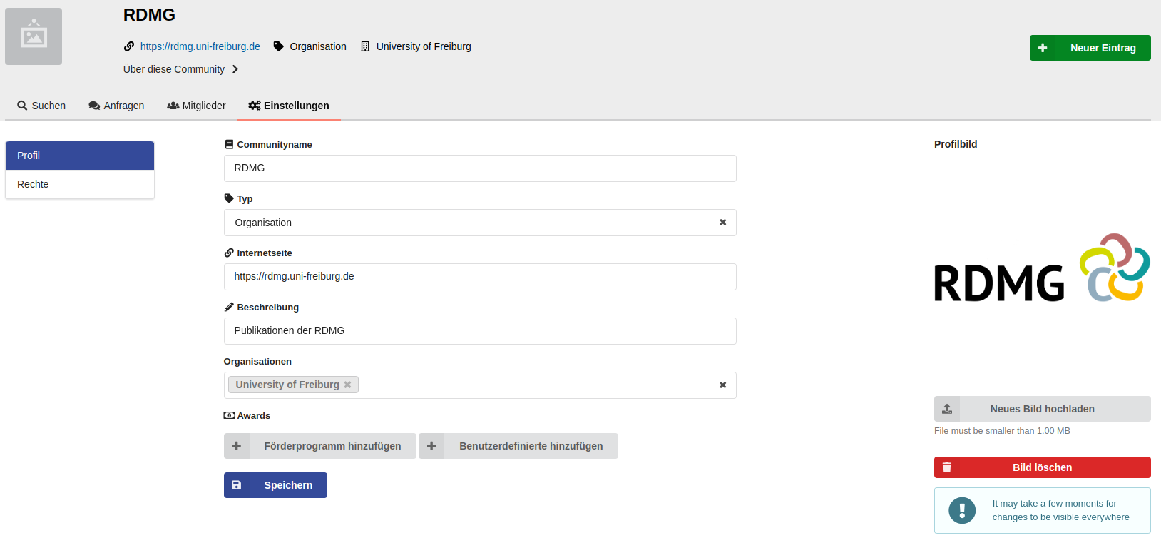 Configuration of the RDMG Community